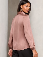Lipsy Pink Hotfix V Neck Long Sleeve Blouse - Image 4 of 4