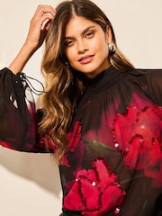 Lipsy Black High Neck Blouson Blouse - Image 3 of 4