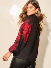 Lipsy Black High Neck Blouson Blouse - Image 4 of 4