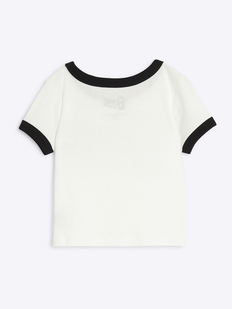 River Island White Baby Girls 100% Cotton Bowie T-Shirt - Image 2 of 4 River Island White Baby Girls 100% Cotton Bowie T-Shirt - Image 2 of 4