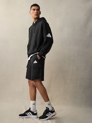 adidas Black Essentials Feel Cozy French Terry Cargo Shorts - Image 3 of 8