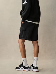 adidas Black Essentials Feel Cozy French Terry Cargo Shorts - Image 4 of 8