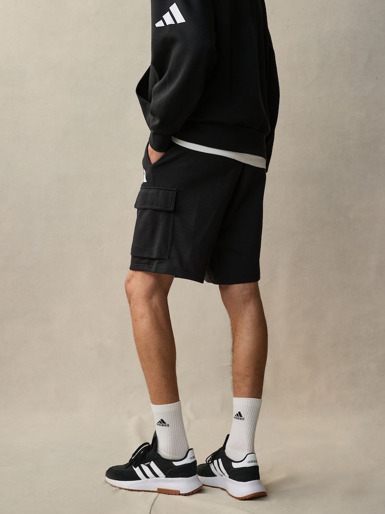 adidas Black Essentials Feel Cozy French Terry Cargo Shorts - Image 4 of 8