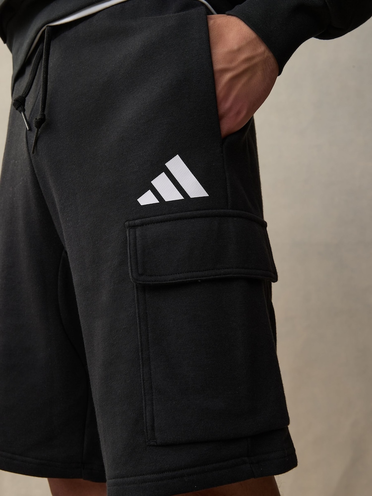 adidas Black Essentials Feel Cozy French Terry Cargo Shorts - Image 5 of 8