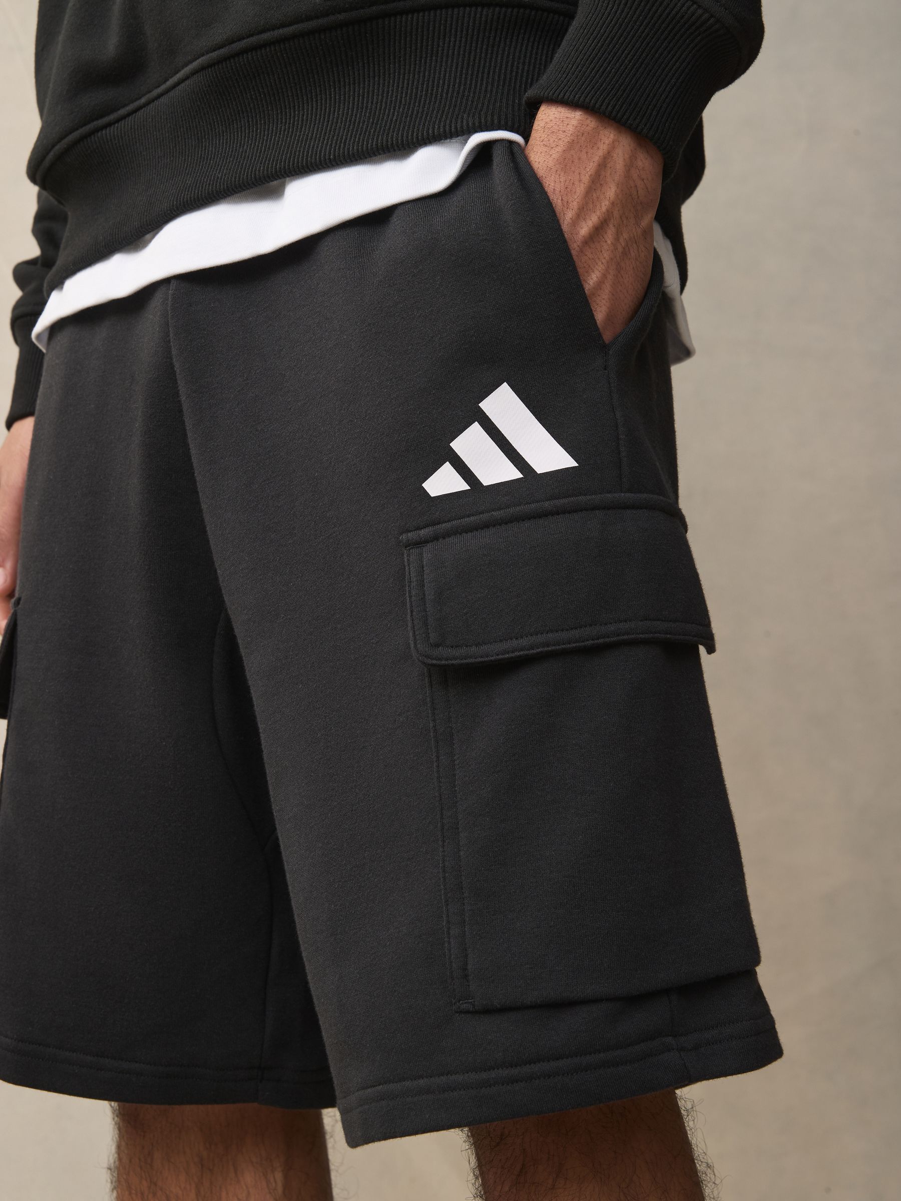 Buy adidas Black Essentials Feel Cozy French Terry Cargo Shorts