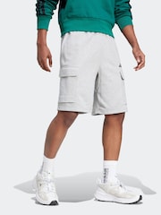adidas Grey Essentials Feel Cozy French Terry Cargo Shorts - Image 5 of 6