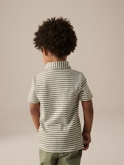 Green/White Short Sleeve Stripe 100% Cotton Polo Shirt (3mths-7yrs) - Image 2 of 8