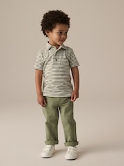 Green/White Short Sleeve Stripe 100% Cotton Polo Shirt (3mths-7yrs) - Image 3 of 8