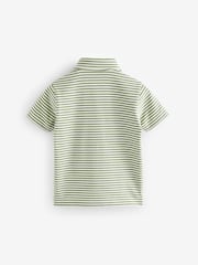 Green/White Short Sleeve Stripe 100% Cotton Polo Shirt (3mths-7yrs) - Image 6 of 8