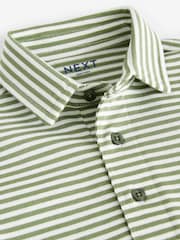 Green/White Short Sleeve Stripe 100% Cotton Polo Shirt (3mths-7yrs) - Image 7 of 8