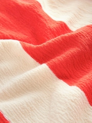 Red/White Stripe 100% Cotton Short Sleeve Textured Polo Shirt (3mths-7yrs) - Image 8 of 8