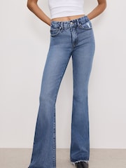 Good American Blue Good Legs Flare Deep V Yoke Jeans - Image 1 of 4