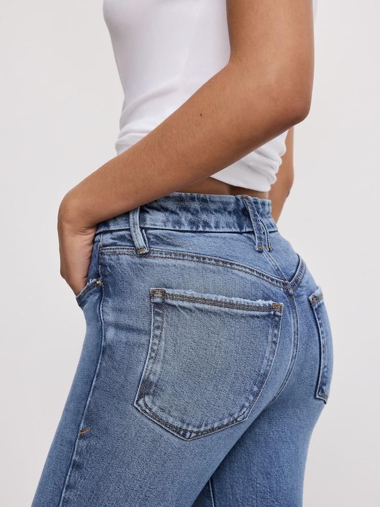 Good American Blue Good Legs Flare Deep V Yoke Jeans - Image 2 of 4