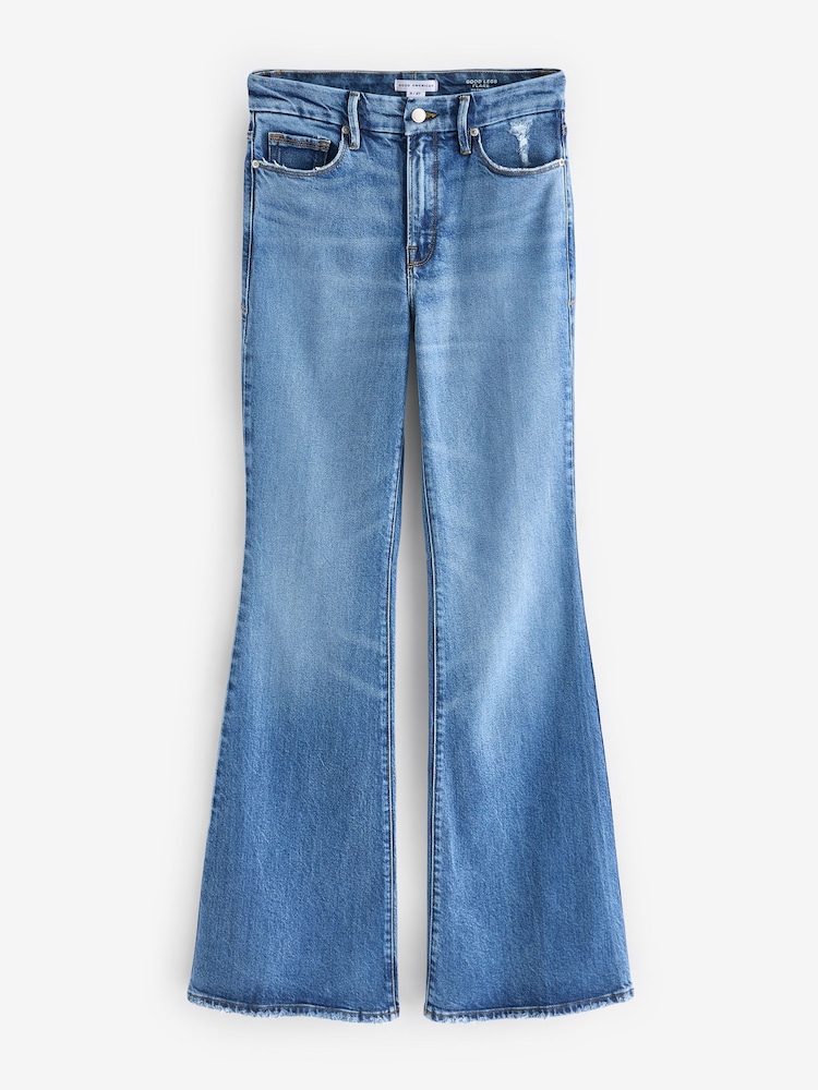 Good American Blue Good Legs Flare Deep V Yoke Jeans - Image 4 of 4