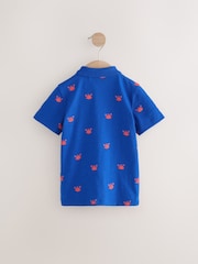Cobalt Blue 100% Cotton Short Sleeve All-Over-Print Polo Shirt (3mths-7yrs) - Image 2 of 4