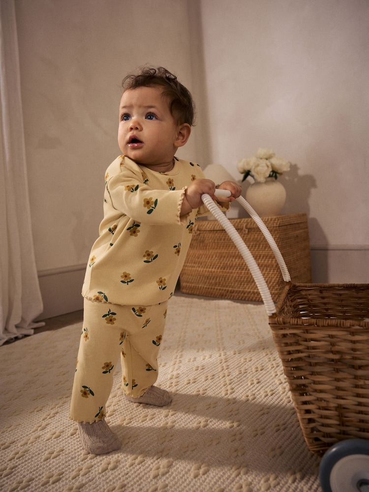 Sonnenblumendesign/Gelb - Baby Top and Wide Leg Trousers 2 Piece Set (0mths-2yrs) - Bild 1 von 8