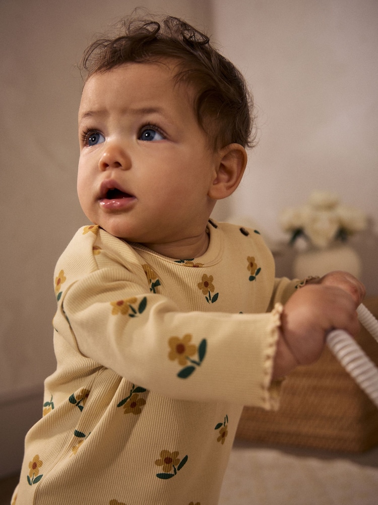 Yellow Sunflower Baby Top and Wide Leg Trousers 2 Piece Set (0mths-2yrs) - Image 4 of 8