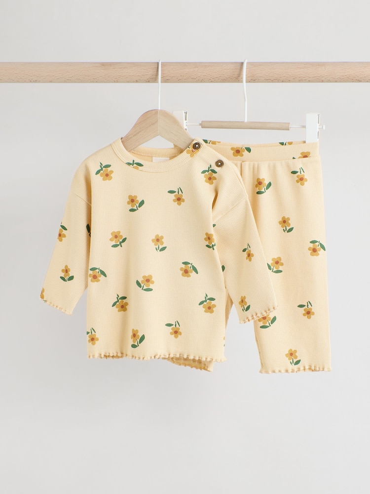 Yellow Sunflower Baby Top and Wide Leg Trousers 2 Piece Set (0mths-2yrs) - Image 5 of 8