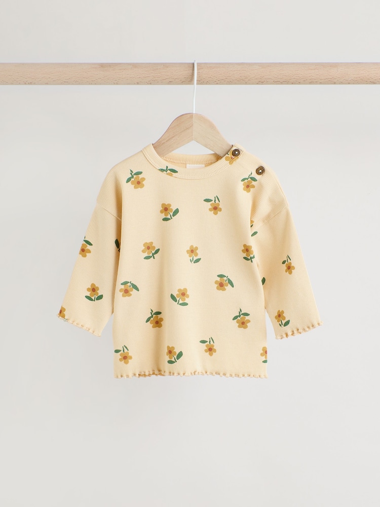 Yellow Sunflower Baby Top and Wide Leg Trousers 2 Piece Set (0mths-2yrs) - Image 6 of 8
