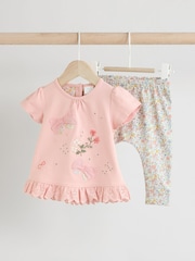Lazo floral rosa - Conjunto de 2 piezas de leggings y camiseta de manga corta - Imagen 1 de 11