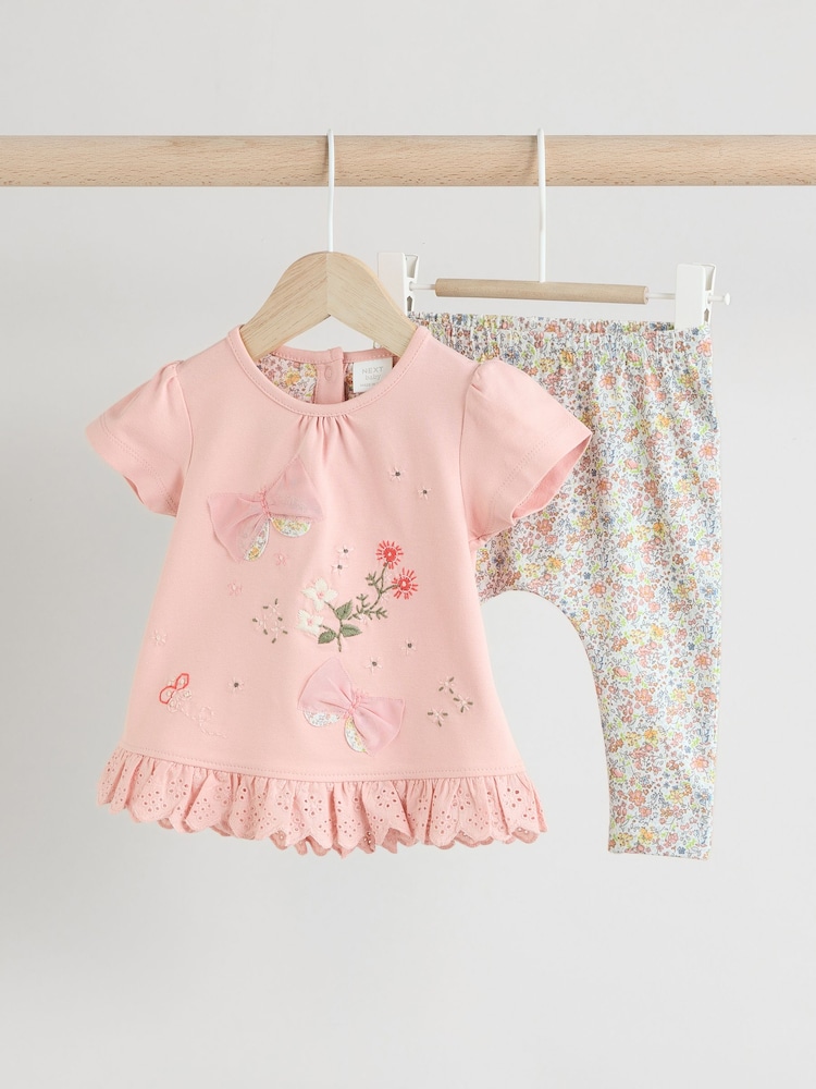 Lazo floral rosa - Conjunto de 2 piezas de leggings y camiseta de manga corta - Imagen 1 de 11