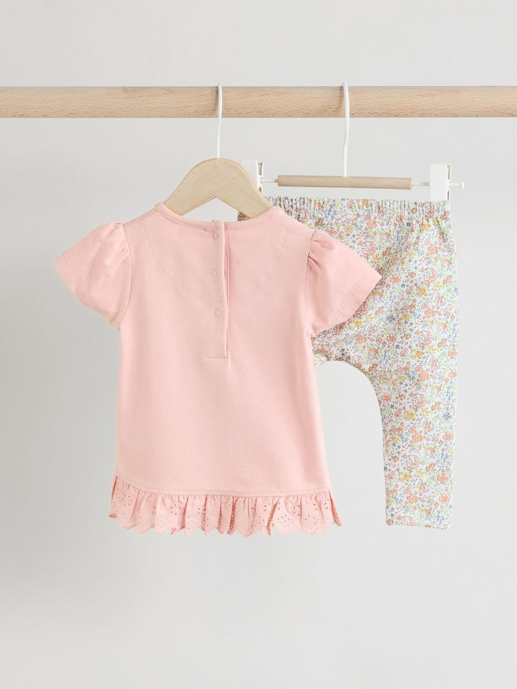 Lazo floral rosa - Conjunto de 2 piezas de leggings y camiseta de manga corta - Imagen 2 de 11 Lazo floral rosa - Conjunto de 2 piezas de leggings y camiseta de manga corta - Imagen 2 de 11