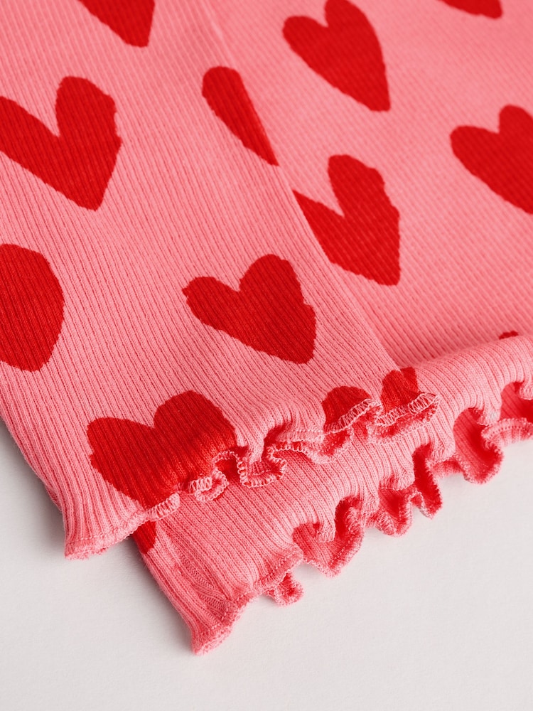 Red/Pink Heart Print Baby Top and Wide Leg Trousers 2 Piece Set - Image 11 of 11