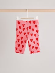 Red/Pink Heart Print Baby Top and Wide Leg Trousers 2 Piece Set - Image 6 of 11