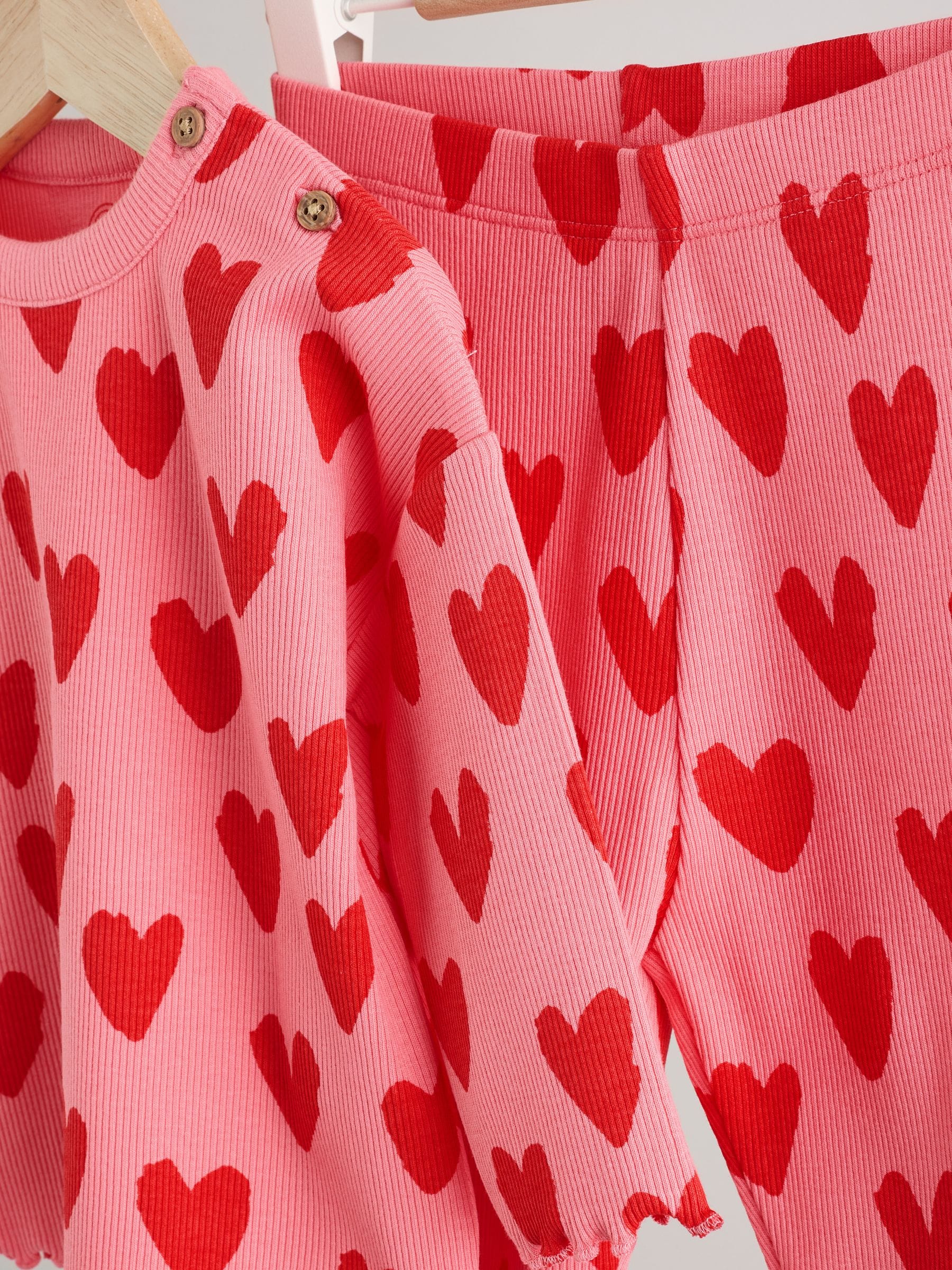 Buy Red/Pink Heart Print Baby Top and Wide Leg Trousers 2 Piece Set from  the Next UK online shop