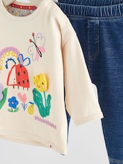 Cream/Blue Character Baby Long Sleeve Top and Leggings Set - Image 7 of 10