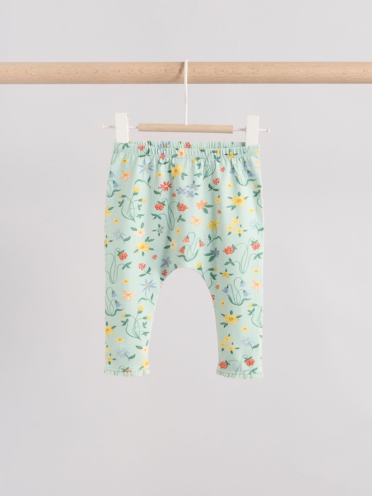White/Yellow Floral Mouse Baby Long Sleeve Top and Leggings Set - Image 5 of 11