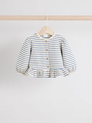 Navy/ White Stripe Frill Hem Baby Sweat Jumper & Trousers Set - Image 4 of 11