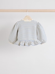 Navy/ White Stripe Frill Hem Baby Sweat Jumper & Trousers Set - Image 5 of 11