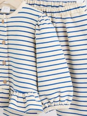 Navy/ White Stripe Frill Hem Baby Sweat Jumper & Trousers Set - Image 8 of 11