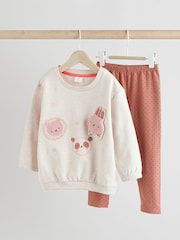Tan Brown Wadded Character Sweater and Leggings Set - Image 1 of 11