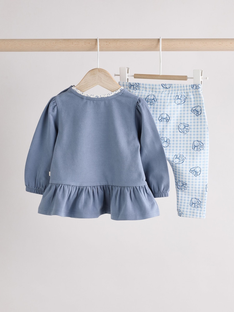 Navy Blue Gingham Bunny - Baby Long Sleeve Top and Leggings Set - Imagen 2 de 10 Navy Blue Gingham Bunny - Baby Long Sleeve Top and Leggings Set - Imagen 2 de 10