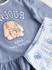 Navy Blue Gingham Bunny Baby Long Sleeve Top and Leggings Set - Image 8 of 10