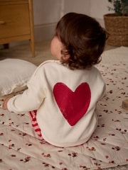 Red/White Stripe & Hearts 100% Cotton Baby Sweat Top & Trousers Set 2 Piece - Image 2 of 14