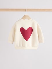Red/White Stripe & Hearts 100% Cotton Baby Sweat Top & Trousers Set 2 Piece - Image 8 of 14