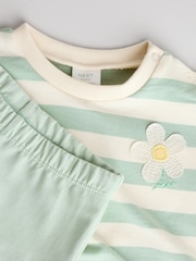 Green/ White Stripe Flower Sweater and Leggings Set - Image 12 of 16