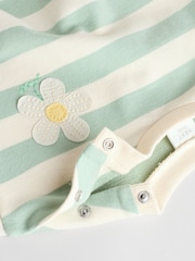 Green/ White Stripe Flower Sweater and Leggings Set - Image 13 of 16