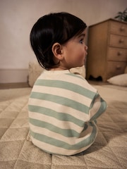 Green/ White Stripe Flower Sweater and Leggings Set - Image 3 of 16