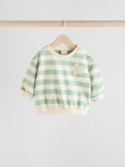 Green/ White Stripe Flower Sweater and Leggings Set - Image 7 of 16