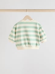 Green/ White Stripe Flower Sweater and Leggings Set - Image 9 of 16