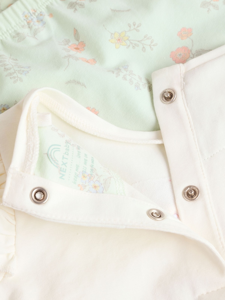 White and Sage Green Butterfly Baby Long Sleeve Top and Leggings Set - Image 11 of 12