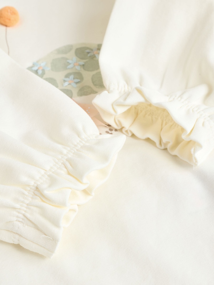 White and Sage Green Butterfly Baby Long Sleeve Top and Leggings Set - Image 9 of 12