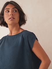 Navy Short Sleeve Boxy Top - Image 4 of 5