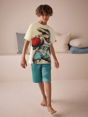 белый/синий с динозавром - Короткая пижама (3-14лет) - Image 1 of 8