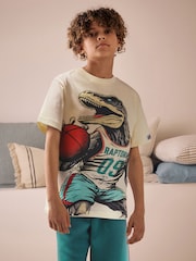 белый/синий с динозавром - Короткая пижама (3-14лет) - Image 2 of 8