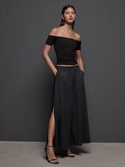 Noir - Jersey texturé Coord Midaxi Jupes - Image 1 of 7